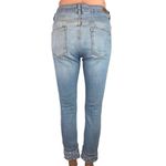 ZARA Basic Blue Light Wash Beaded Pearl Cuffed Hem Mid Rise Skinny Jeans Size 6 Photo 2