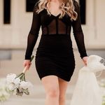 SheIn Black Scoop Neck Sheer Mesh Insert Bodycon Dress Photo 3