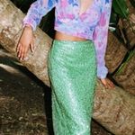 ZARA  Choker Chiffon Blue Pink Long Sleeve Top Ruched 70s Party Blogger Summer Photo 0