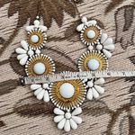 Vintage Necklace Gold & White Statement Medallion Bib Costume Jewelry Large Photo 5