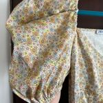 ZARA | Hammered Satin Pastel Floral Mini Dress with Puff Sleeves | Size Small Photo 4