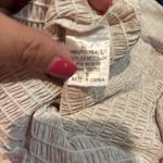 Mable Smocked Midi Dress Small Beige Floral Tie Shoulder Cutout Ruffle Hem Tan Photo 4