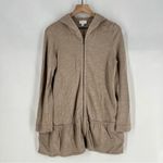 Pure Jill Neutral Tan Cotton Terry Longline Peplum Ruffle Hem Zip Hoodie‎ Jacket Size undefined Photo 1