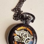 Route 66 Pocket Watch Quartz Movement With Chain Necklace Black Vintage Style Size 40 Photo 0