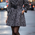 Clara SunWoo Leopard Cheetah‎ Belted Cropped Trench Coat Size Medium Brown Photo 0