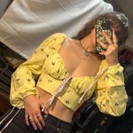 White Fox Boutique  Yellow Floral Blouse Photo 0