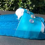 Karl Lagerfeld  ELCTRC TONI FROSTED PVC Sandals Blue Women’s Size 5 NEW with Box Photo 3