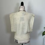 Ivory Cable Knit Sweater Vest Sleeveless Cropped Top Tank Cottagecore Size L Photo 2