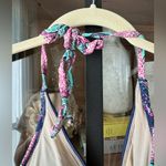 Cabana Life one piece swimsuit halter open back embroidered abstract print Pink Size M Photo 6