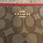Coach signature canvas corner zip wristlet red, brown, khaki NWOT Photo 10