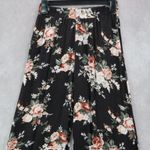Copper Key Black Floral Wide Leg Pants Boho Palazzo High Waist Lounge VTG Small Photo 3