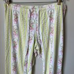 Vintage Bow Print Cottagecore Pastel Cotton Pajama Pants Women's Medium Yellow Photo 1