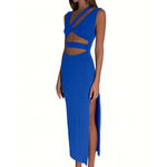 Lama Jouni Cut-Out Jersey Midi Dress in Electric Blue Photo 3