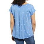 IZOD NEW  Blue and White Cacti Printed Tie Front Blouse Novelty Coastal Comfort L Photo 4