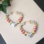 Tricolor Gold Filled Heart Hoop Earrings Photo 0