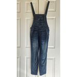 Free People Milo Washed Denim Overalls Dark Wash Distressed 5 Pocket Sz 26 Photo 6