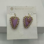 Kendra Scott Beaded Ansley Heart Drop Earrings in Gold Lilac Phosphate NWT Photo 4