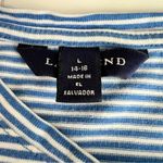 Lands' End  Women's Long Sleeve Stripe Tee Nautical Blue & White 100% Cotton L Photo 3