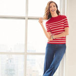 Talbots ‎ Mockneck Button Shoulder Striped Sweater Size Large Photo 2