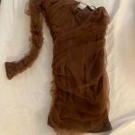 ZARA brown mini tulle one shoulder dress Photo 3