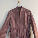 Purple 100% leather jacket with pleated detail full zip size US 6 Photo 1