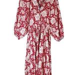 Alix Of Bohemia Tuesday Midi Dress Red Ruby Floral Cotton Size XS Photo 0
