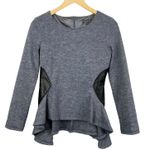 Donna Karan Wool Blend Ruffle Faux Leather Panels Size 4 Blouse Photo 2