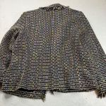 Anthracite Tweed Blazer Womens Size‎ 12 Fringed Trim Career Jacket Black Photo 6