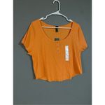 Wild Fable Orange Ribbed Button Short Sleeve Crop Top XXL NWT Photo 1