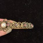 Hobe Brass, Pearl, Pink Stone Bracelet Vintage Gold Photo 4