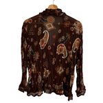 Essentials by Milano Womens Y2K Fairy Paisley Beaded Top Size XL Button Up Boho Brown Photo 4
