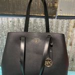 Michael Kors Black Leather Gold Accent Purse Photo 0