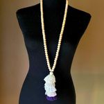Pastel Tassel With Wooden Beads Long Necklace Purple Photo 0