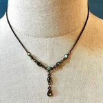 1928 green rhinestone beaded Y necklace Blue Photo 0