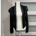 Affliction Black Premium Genuine Leather Puffed Sleeve Jacket Women Medium Photo 1
