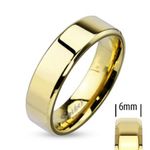 Beveled Edge Flat Band Gold IP Over Stainless Steel Ring 6mm width size 5 Photo 1