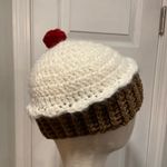 Handmade Crochet Vanilla Cupcake Beanie Winter Hat Stretch Cozy Comfy Warm Photo 4