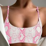 SheIn  Pink Snakeskin Print Bralette Bikini Top Photo 0