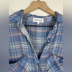 Bella Dahl Bella Dalh Rolled Short Sleeve Button Down Top Blue Plaid Pockets Women’s Sz S Photo 1