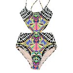 Mara Hoffman Cosmic Fountain Lace Up Cut Out One Piece Swimsuit Bathing Suit Photo 7