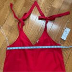 Everlily Red Linen midi jumpsuit romper sleeveless v Photo 7