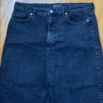 ZARA  Black Raw Hem Wide Leg Cropped Ankle Jeans Photo 1