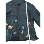 Vintage Silkland Women’s Black Embroidered Fish 100% Silk Jacket Blazer … Size 10 Photo 4