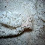 Vintage Sunny South Dallas Lace Blouse 80s Sheer Floral Ruffle Pearl Button Sz 8 Photo 7