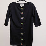 Adrienne Vittadini  Vintage Black‎ Wool Dress With Ornate Gold & Jewel Toned 6 Photo 0