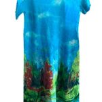 Art to Wear River Landscape Midi/Maxi Dress One of a Kind Lagenlook Handmade Blue Photo 0