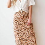 Free People  Leopard Print Midi Skirt US 4 Fall‎ Slip Lightweight Photo 0