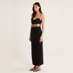 Rumer Bridget Ring Maxi Linen Dress‎ Black Large NWT Photo 11