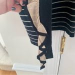 CAbi  Black, Cream, & Tan Striped Button Cardigan with Ruffled Collar Photo 2