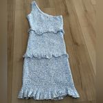 Princess Polly  Elza Mini Dress – Blue & White Floral – One Shoulder Photo 7